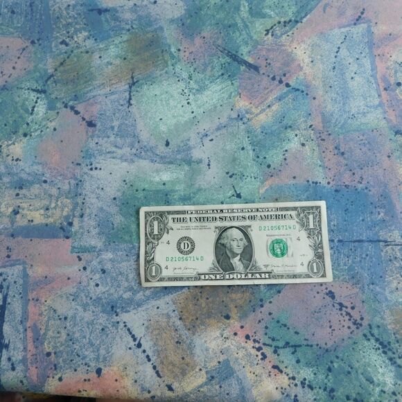 1990s FABRIC Decorator Geometric Speckled Cotton 2 Pieces 56x49, 48x19 Blue Aqua - Picture 5 of 10